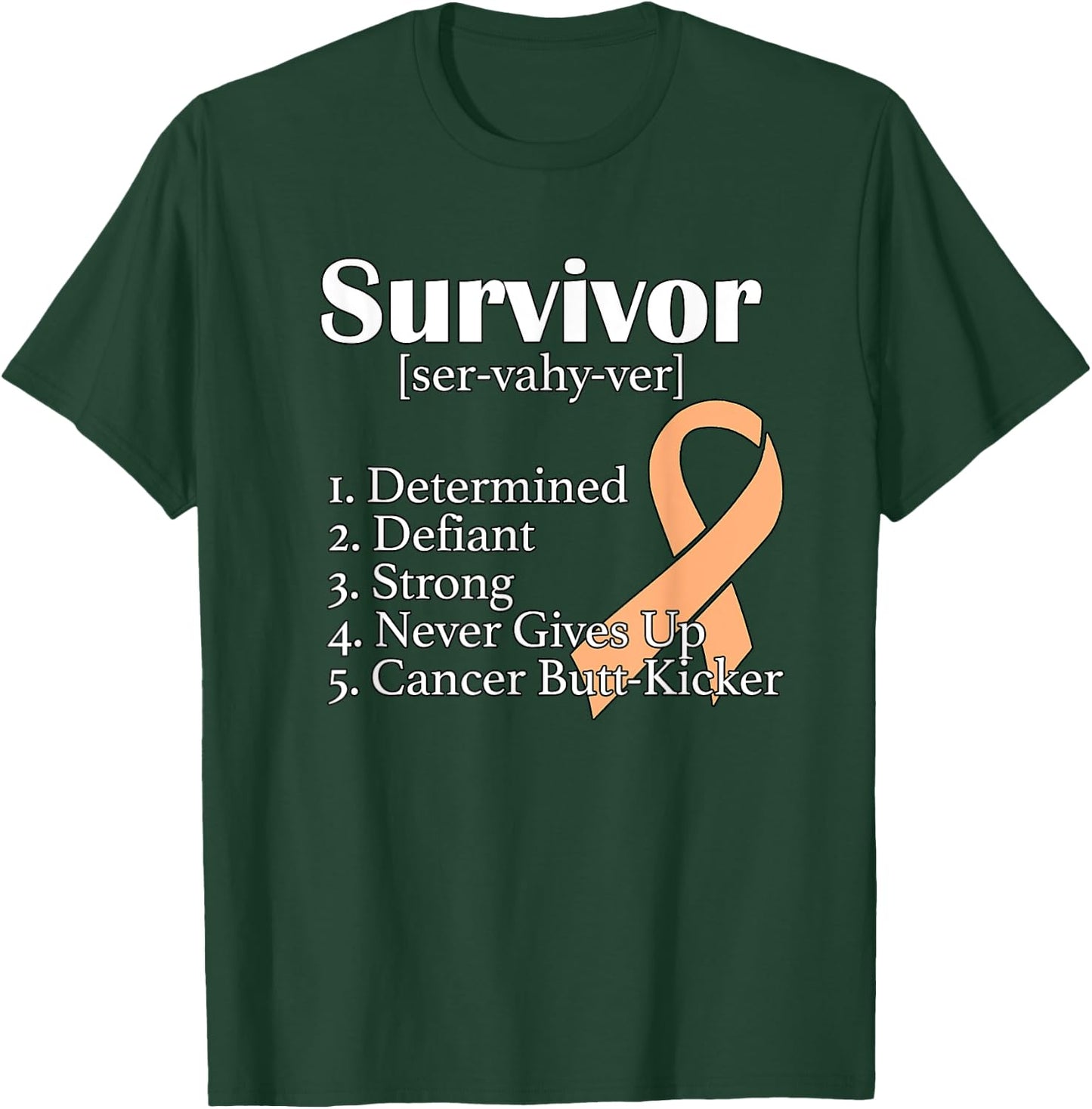 Uterine Cancer Survivor Gift Definition Peach Ribbon Novelty T-Shirt - T-Shirt | Forest