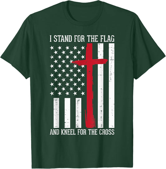 I Stand For The Flag Kneel For Cross Memorial Day Patriot T-Shirt - T-Shirt | Forest