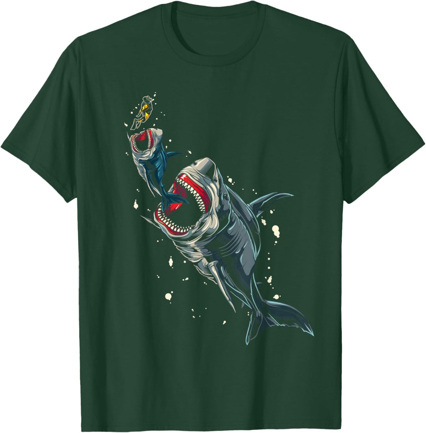 Ocean Sea Monster Hunting Megalodon Scuba Diver Gift Shark T-Shirt - T-Shirt | Forest