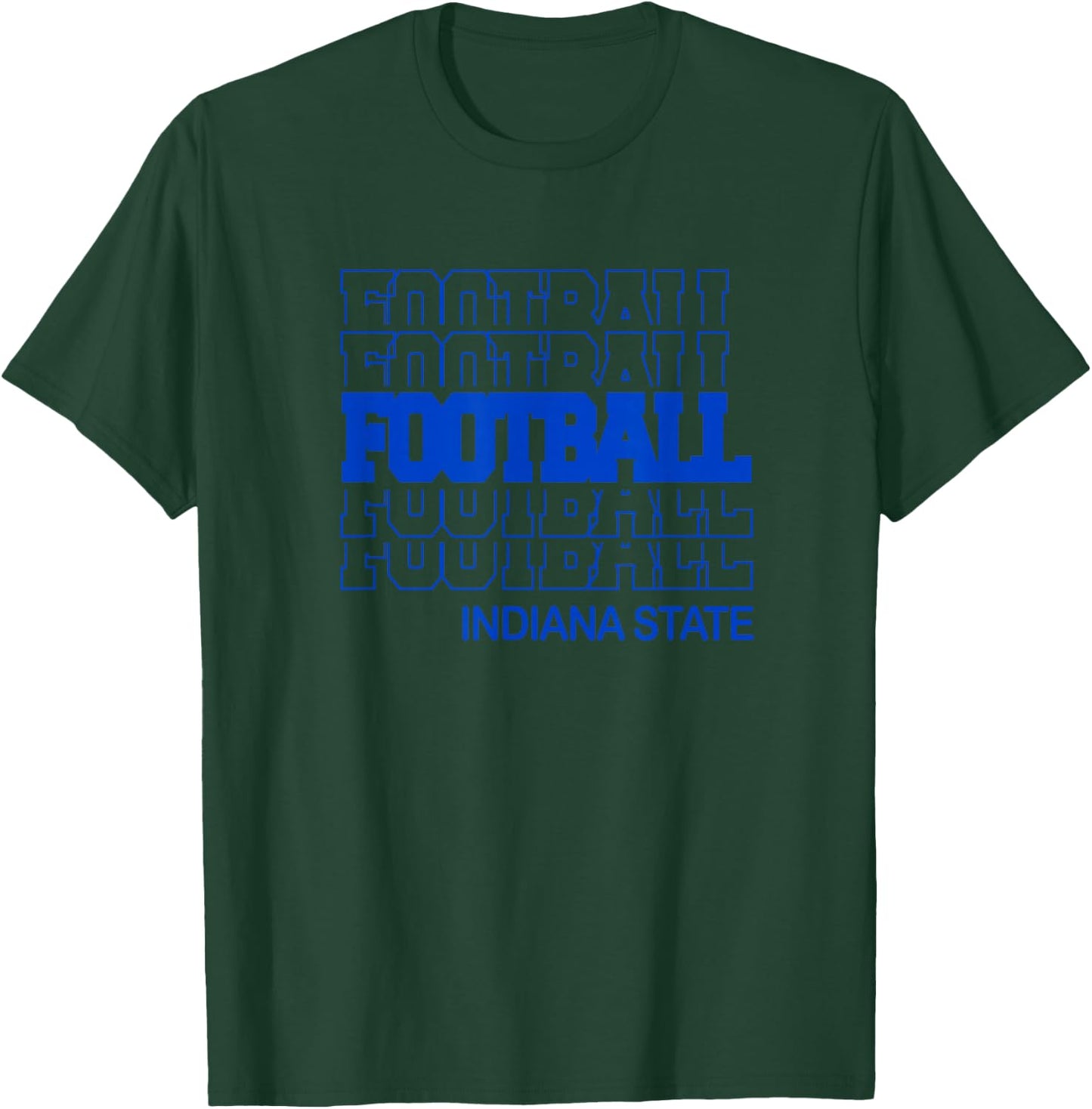 Football Indiana State in Modern Stacked Lettering T-Shirt - T-Shirt | Forest