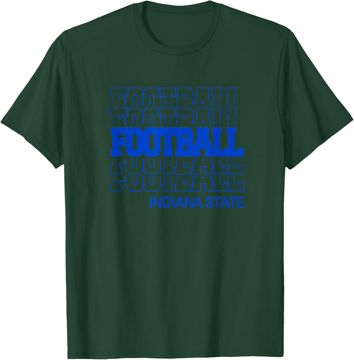 Football Indiana State in Modern Stacked Lettering T-Shirt - T-Shirt | Forest