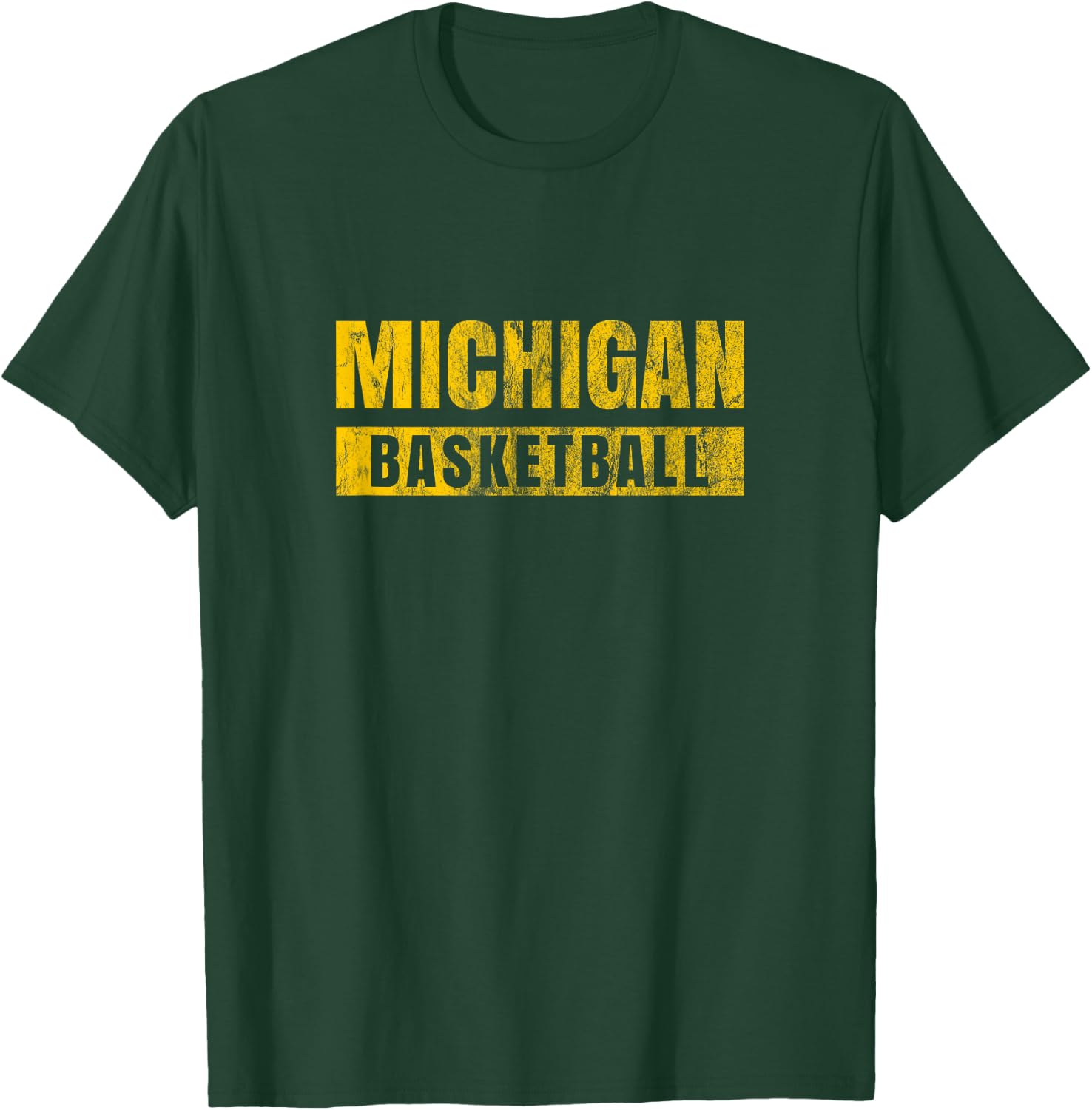 Michigan Basketball Vintage Distressed T-Shirt - T-Shirt | Forest