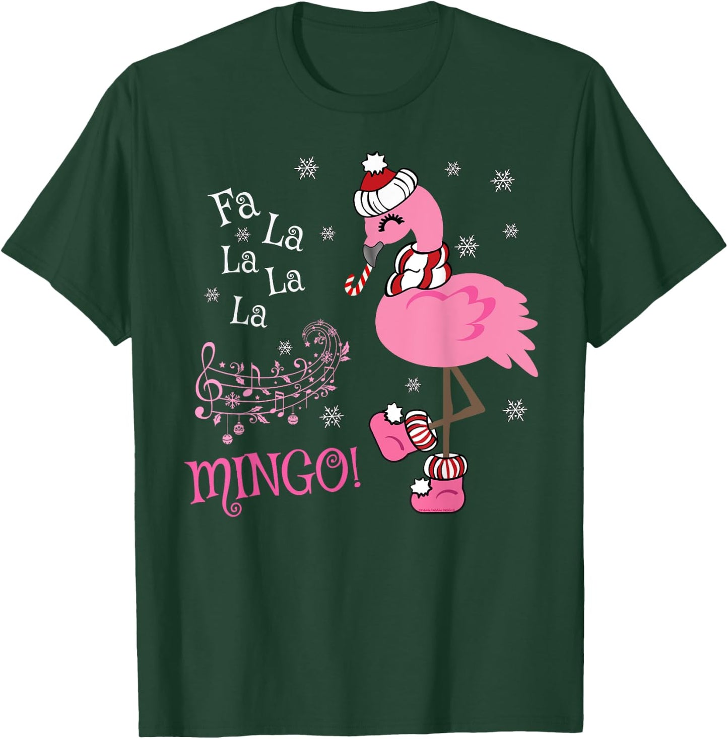 Cute Fa La La MINGO Candy Cane Christmas Flamingo T-Shirt - T-Shirt | Forest