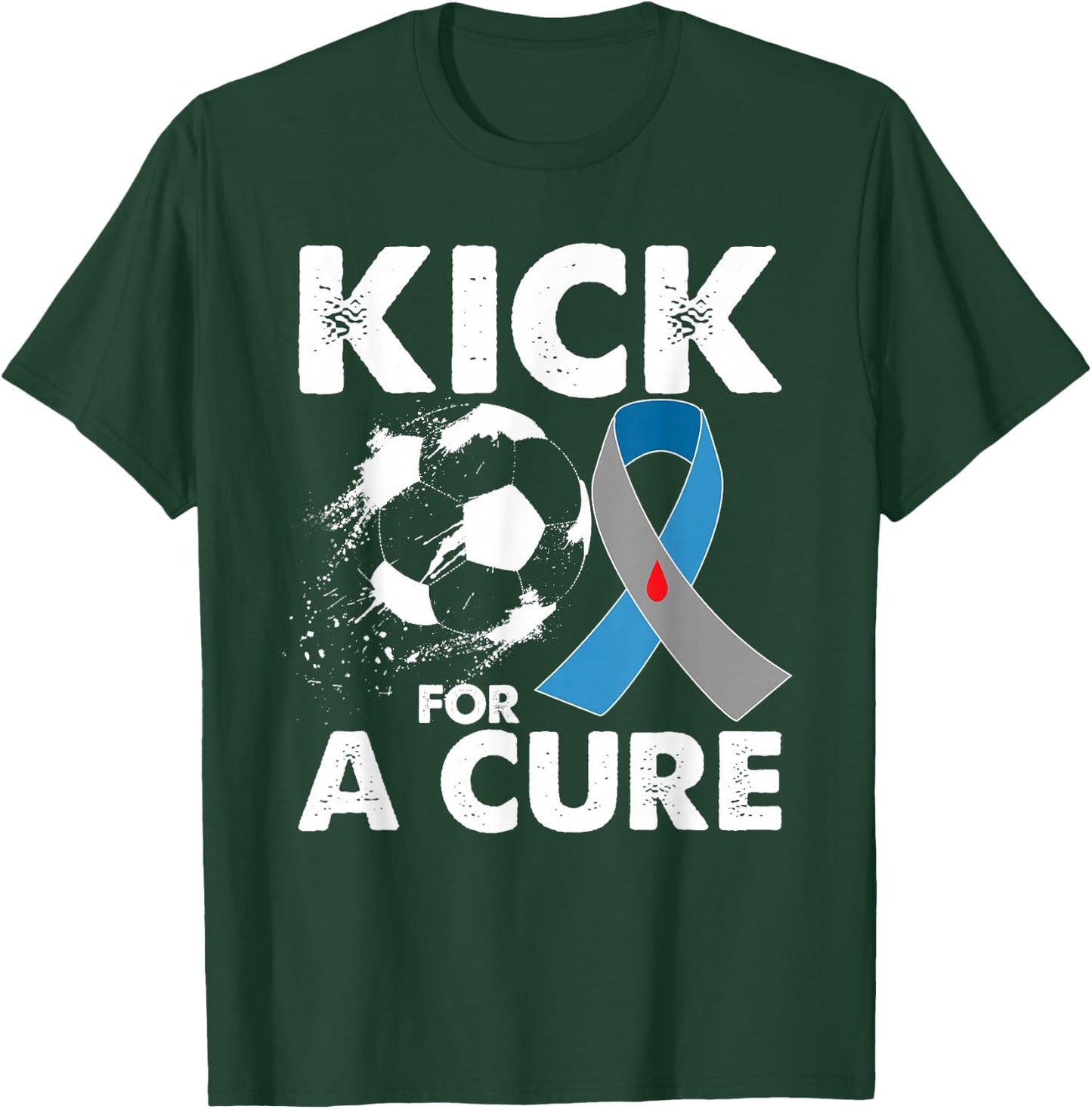 Kick For A Cure Soccer Type 1 T1D Diabetes Awareness Month T-Shirt - T-Shirt | Forest