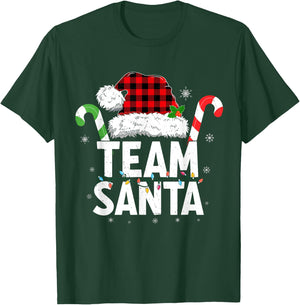Team Santa Red Plaid Christmas Family Matching T-Shirt - T-Shirt | Forest