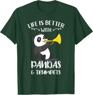Life Is Better With Pandas And Trumpets T-Shirt - T-Shirt | Forest