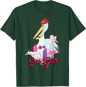 Sea Gals Funny Seagull Women's Best Friends Bestie Squad T-Shirt - T-Shirt | Forest
