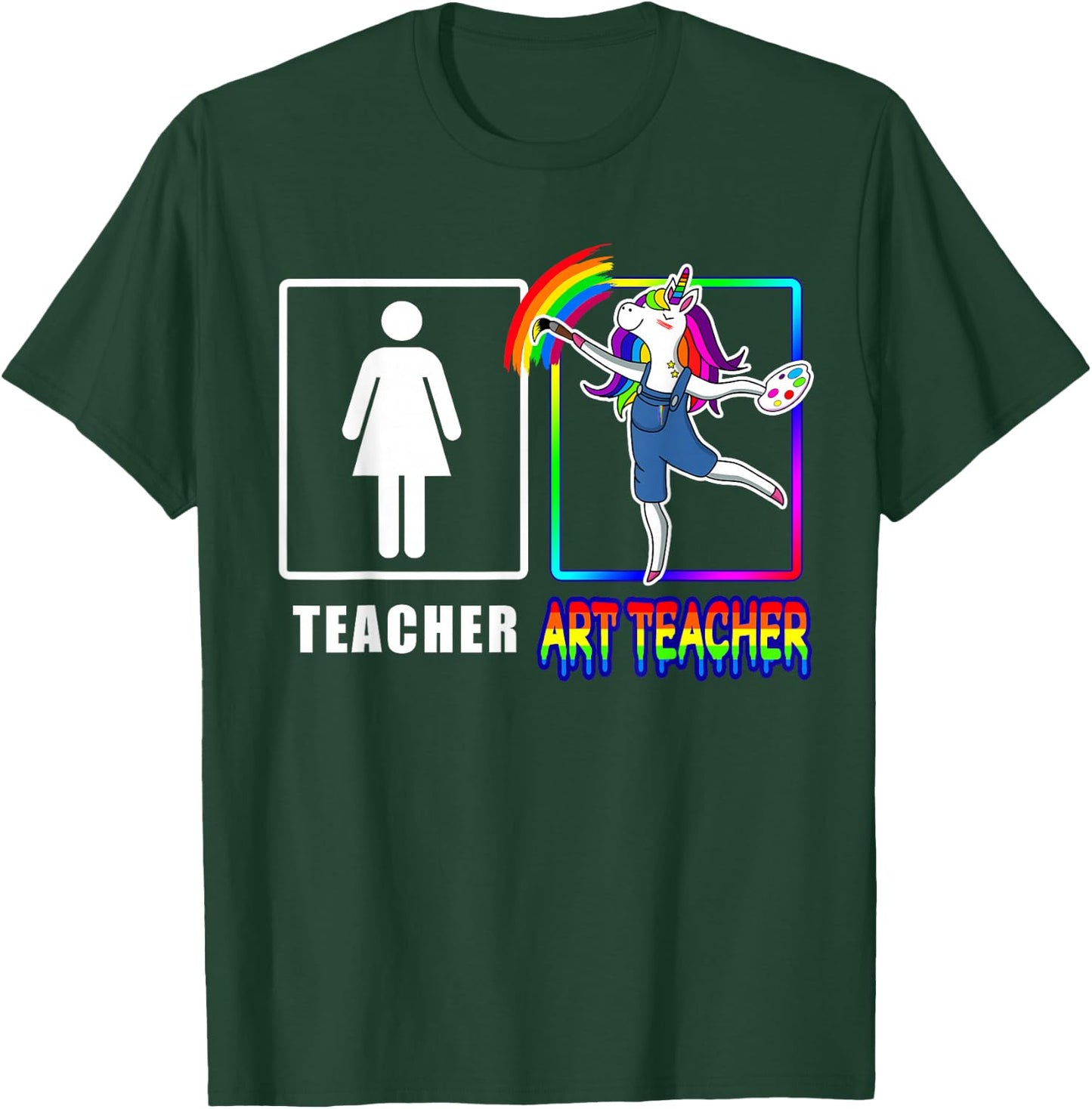 Cute Art Teacher Magical Dabbing Unicorn Gift Funny Artist T-Shirt - T-Shirt | Forest