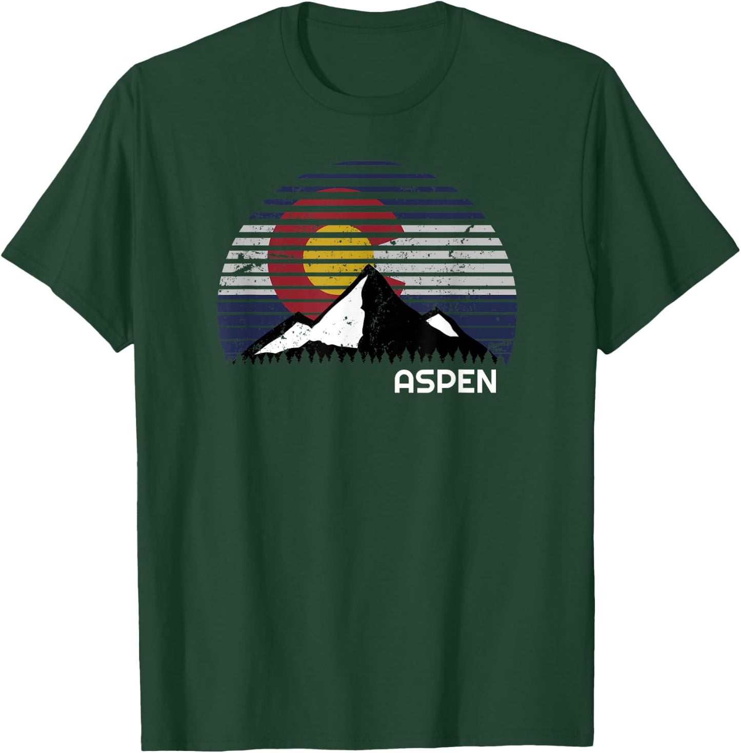 Aspen Colorado Flag - CO Bluebird Day Mountain T-Shirt - T-Shirt | Forest