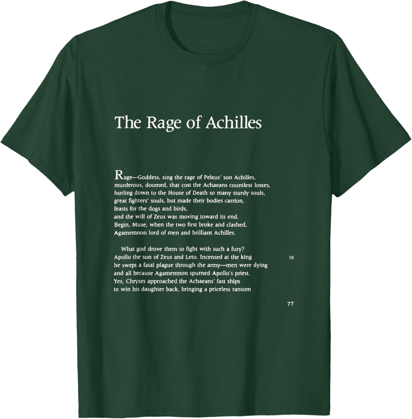 buy the book The Iliad Homer First Page The Rage of Achilles Adult Classic Fit Black Cotton Polyester T-Shirt - T-Shirt | Forest