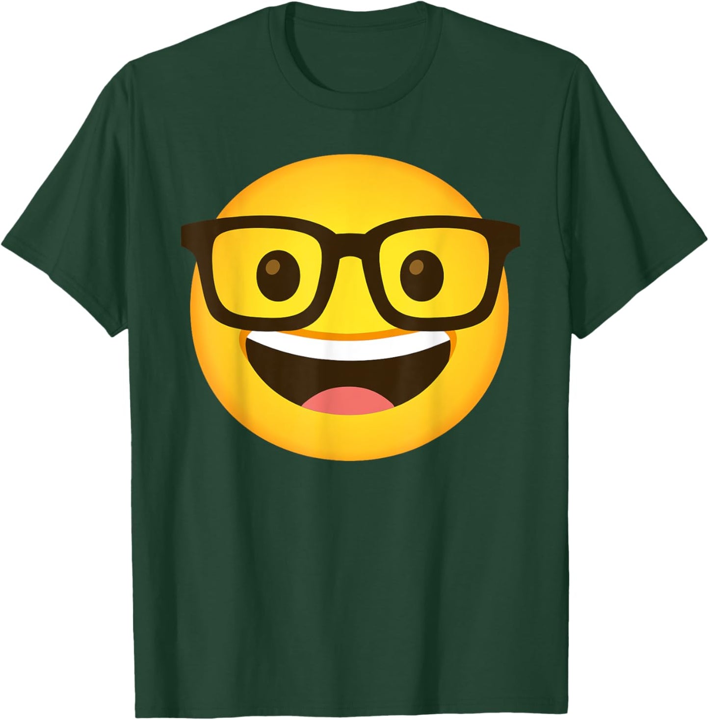Nerd Face Emoticon Nerdy face with Glasses T-Shirt - T-Shirt | Forest