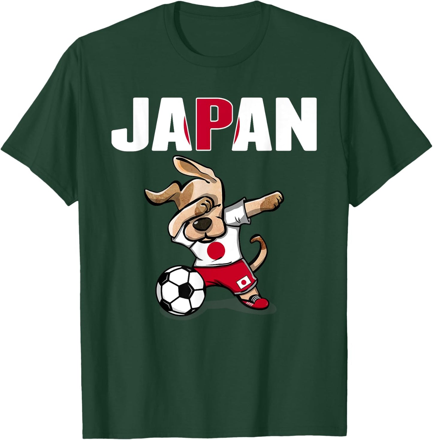 Dabbing Dog Japan Soccer Fans Jersey Japanese Flag Football Women Kids T-Shirt - T-Shirt | Forest