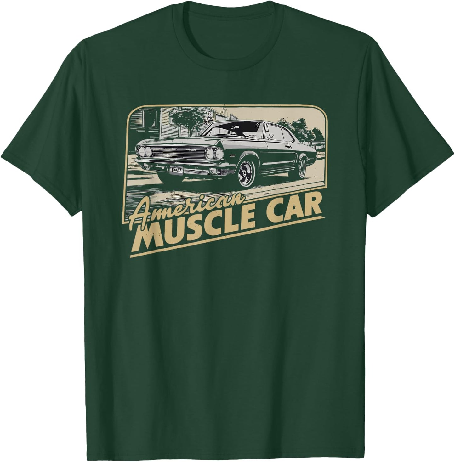 Muscle Car American Vintage Classic Funny Car Graphic T-Shirt - T-Shirt | Forest