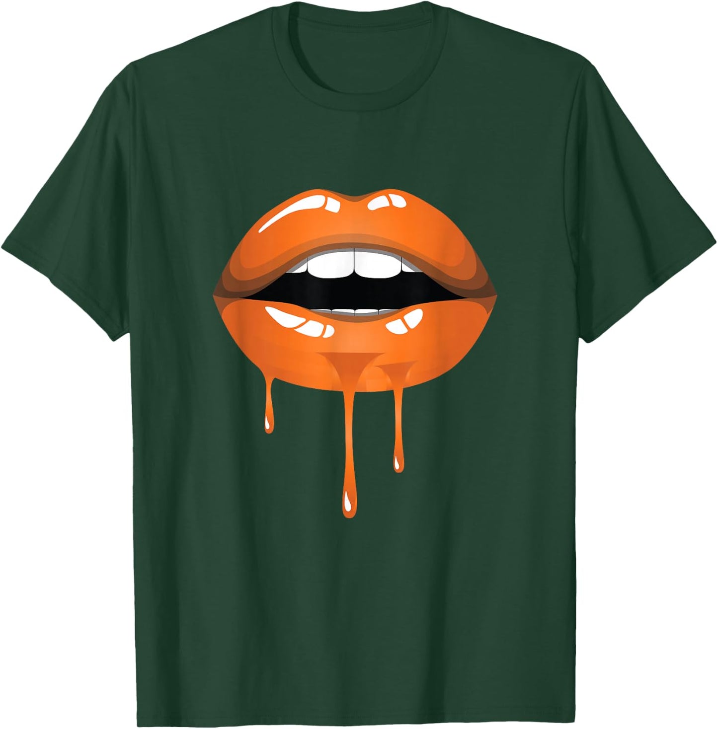 Orange Ombre Dripping Lips T-Shirt - T-Shirt | Forest