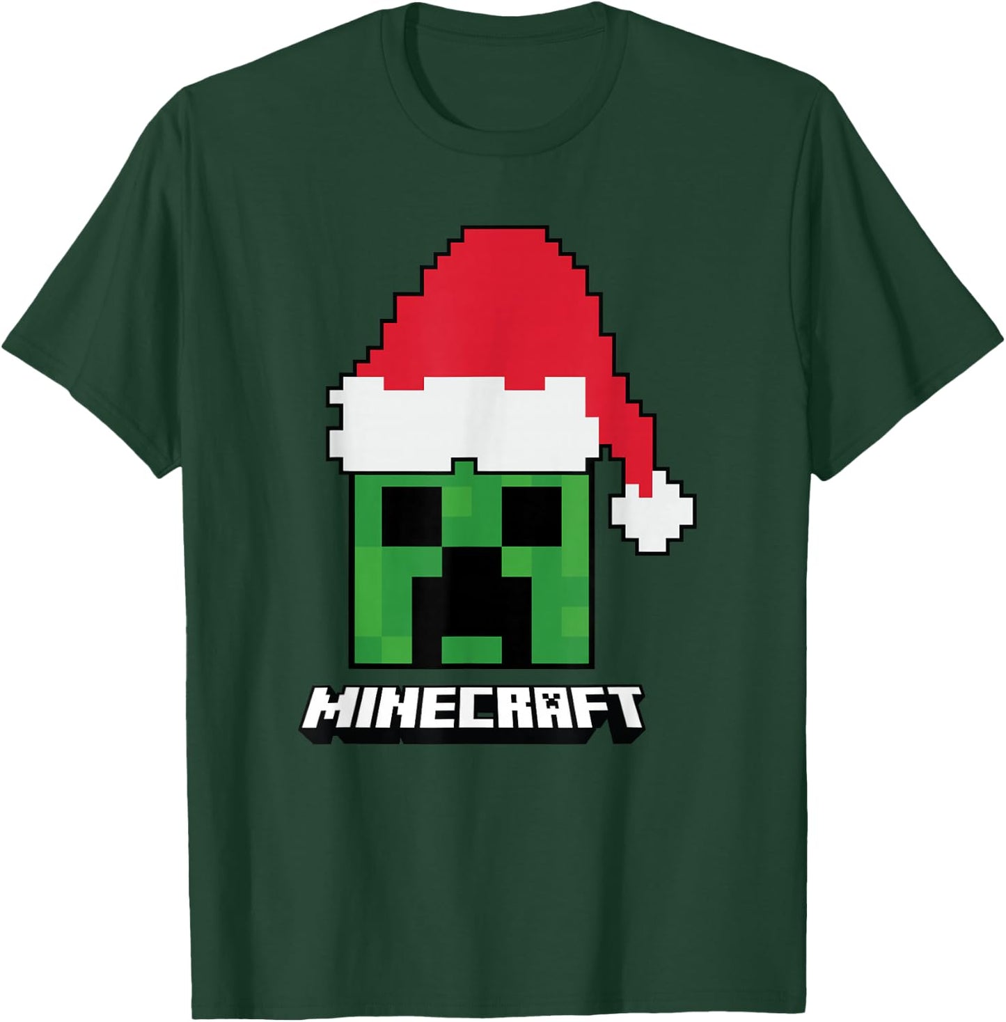 Minecraft Christmas Creeper Santa Hat T-Shirt - T-Shirt | Forest
