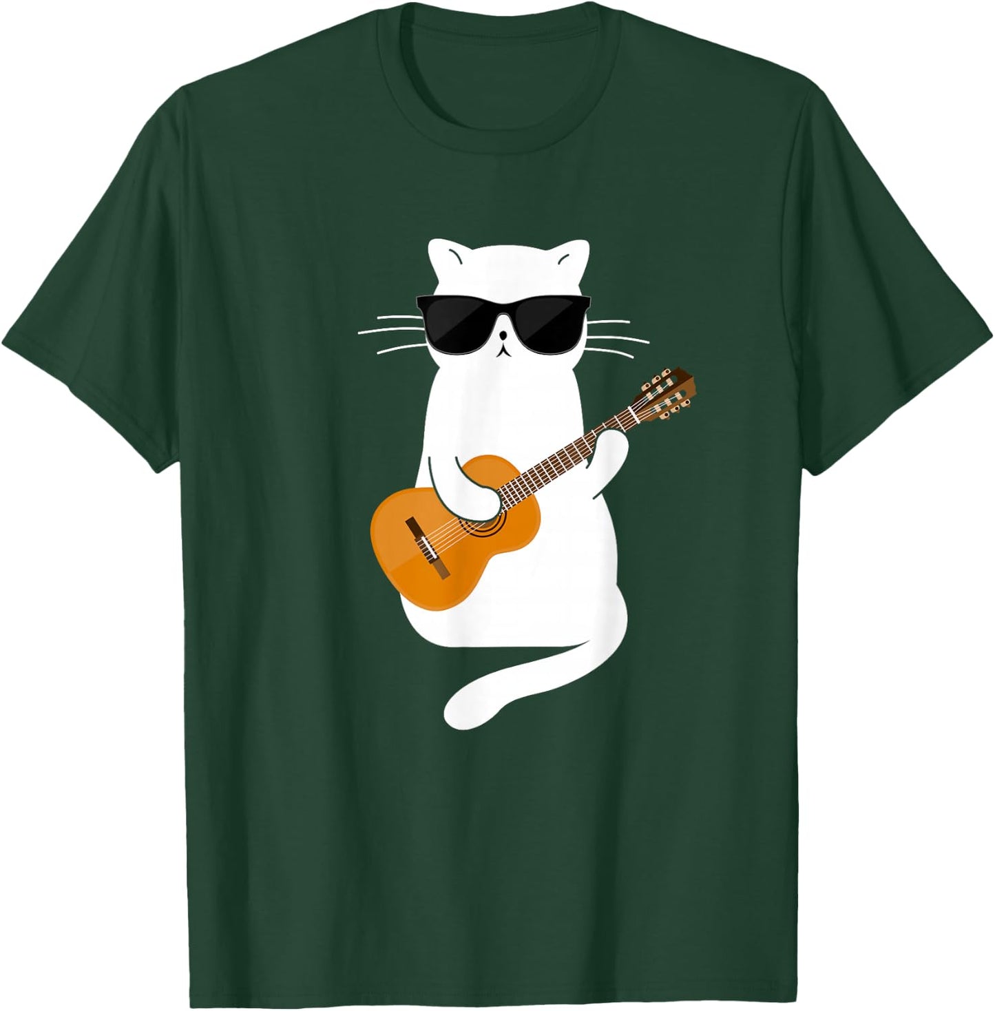 Cat Wearing Sunglasses Playing Guitar Guitarist Small T-Shirt - T-Shirt | Forest