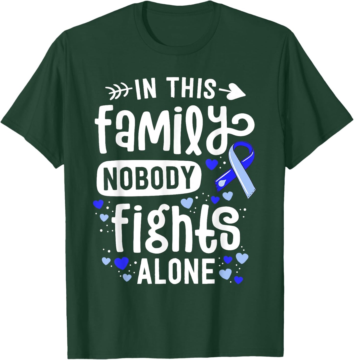 Family Hydrocephalus Awareness Month Brain Blue Ribbon T-Shirt - T-Shirt | Forest