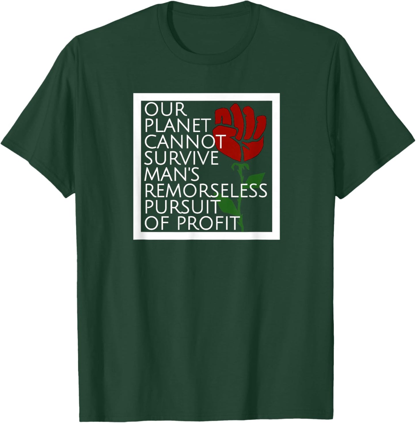 Democratic Socialist Rose Climate Activist Men Women Leftist T-Shirt - T-Shirt | Forest