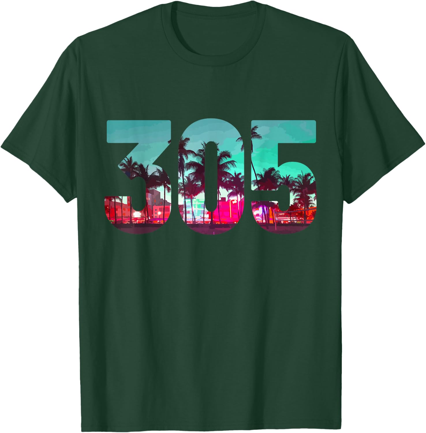 Miami 305 Area Code Florida Vintage Palm Trees Pride Retro Small T-Shirt - T-Shirt | Forest
