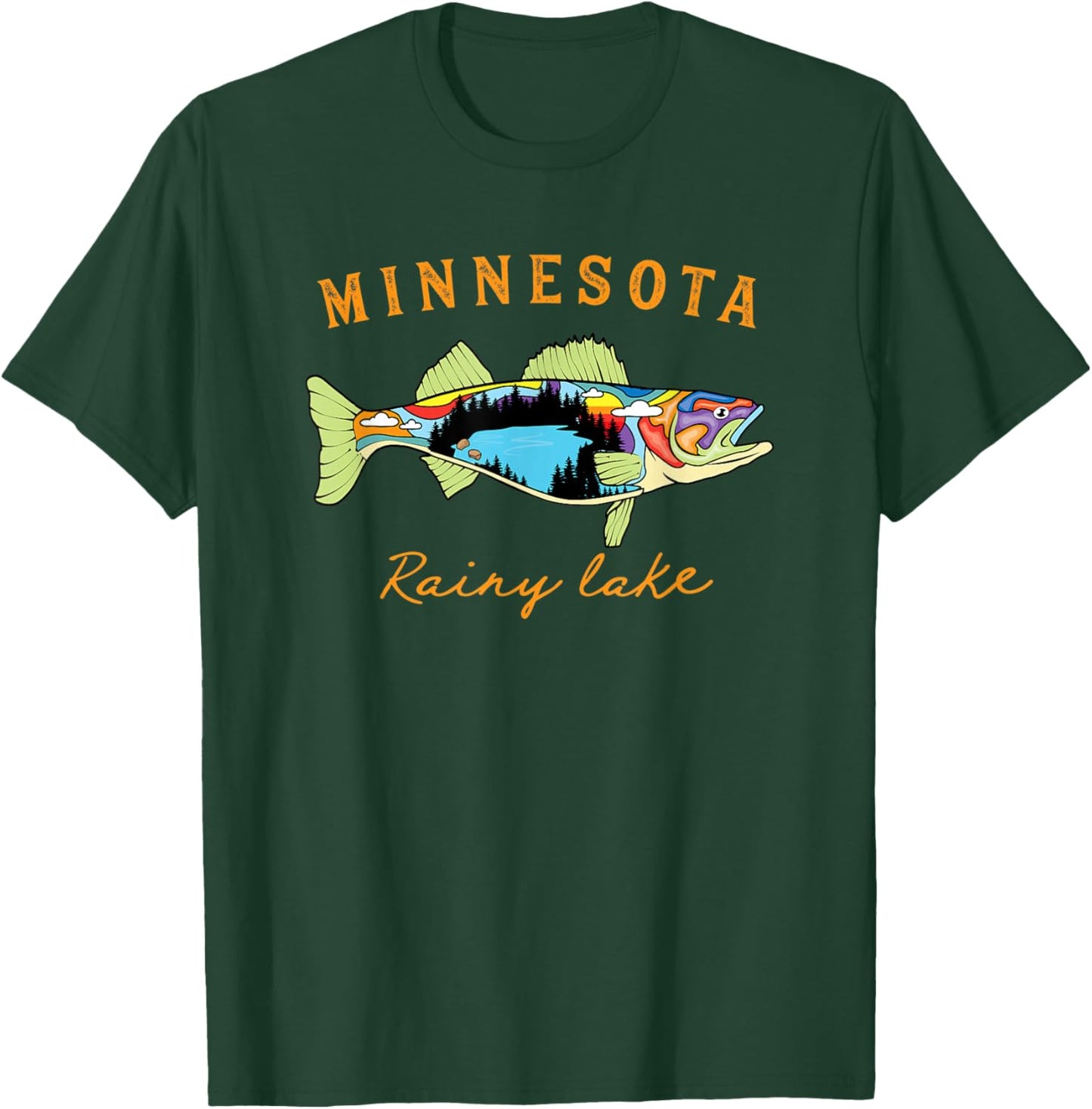 Cool Fisherman Minnesota Rainy Lake Fisher Walleye Fishing T-Shirt - T-Shirt | Forest