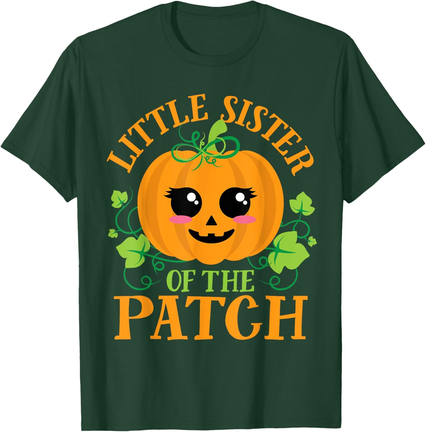 Little Sister Pumpkin Patch Matching Family Girls Halloween T-Shirt - T-Shirt | Forest