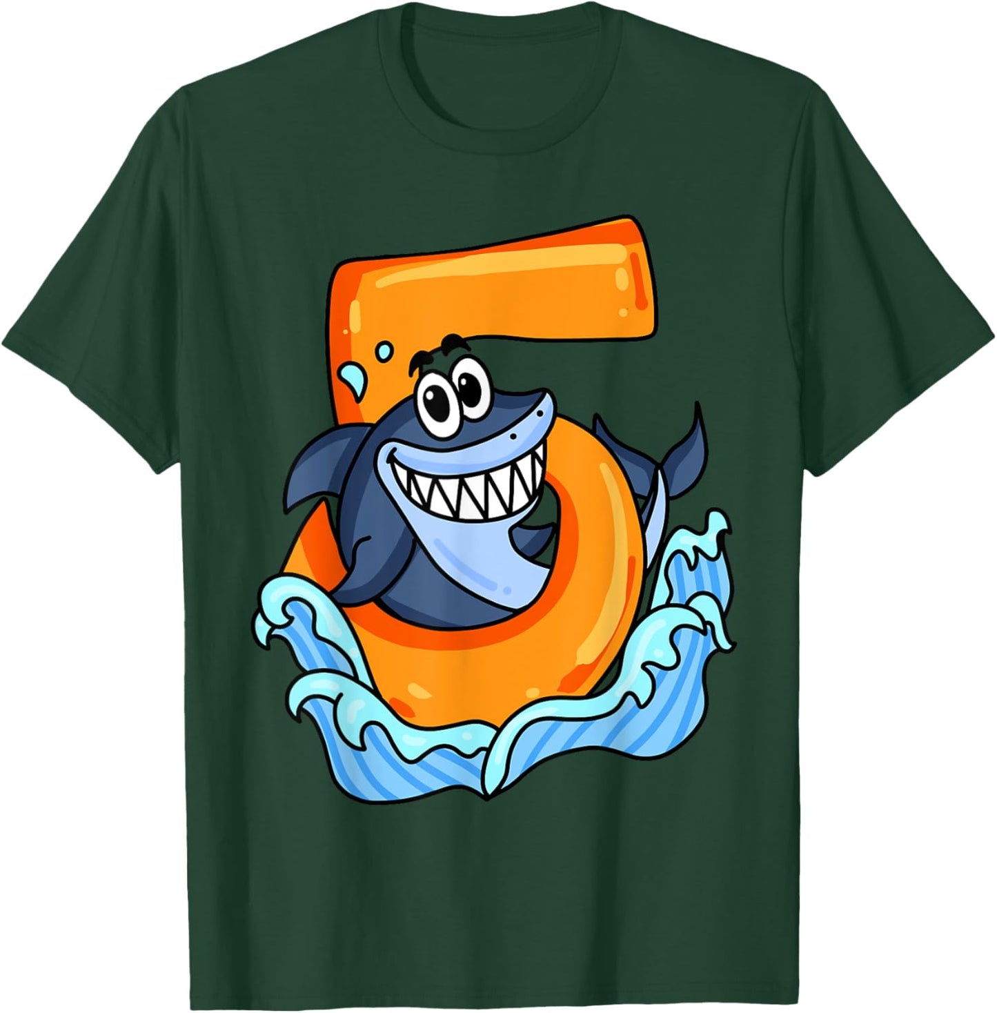 5th Birthday Shark Party Gift Five Years Old T-Shirt - T-Shirt | Forest