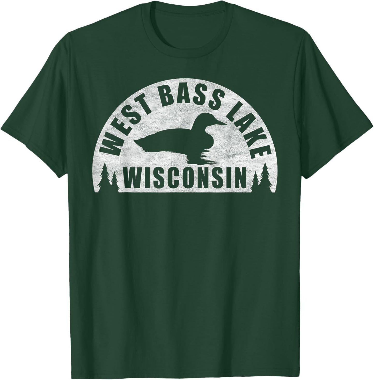 West Bass Lake Northern Wisconsin Loon T-Shirt - T-Shirt | Forest