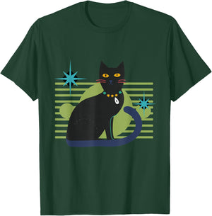 Cat Midcentury Atomic Age Retro Geometric Mid Century Feline T-Shirt - T-Shirt | Forest
