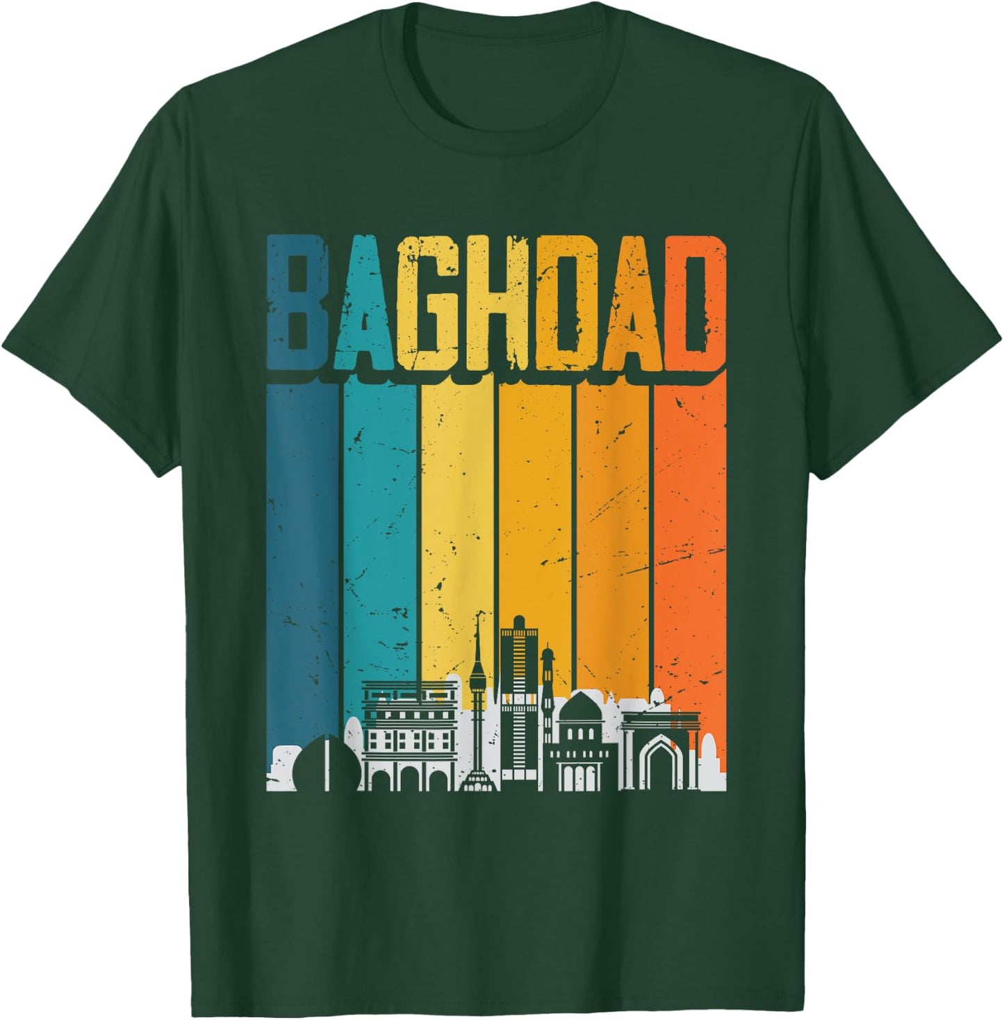 Baghdad Iraq Retro Vintage Sunset Skyline Baghdad T-Shirt - T-Shirt | Forest