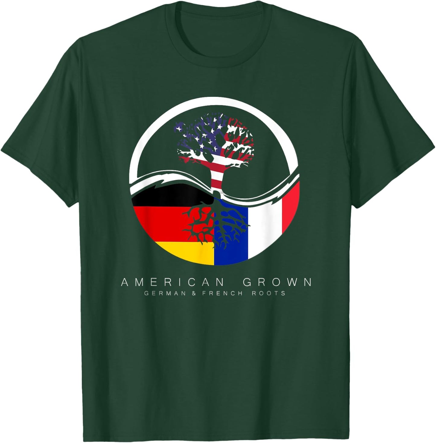 German French Roots - American Grown with Flag T-Shirt - T-Shirt | Forest