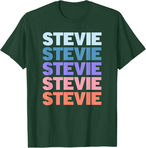 Funny Modern Repeated Text Design Stevie T-Shirt - T-Shirt | Forest