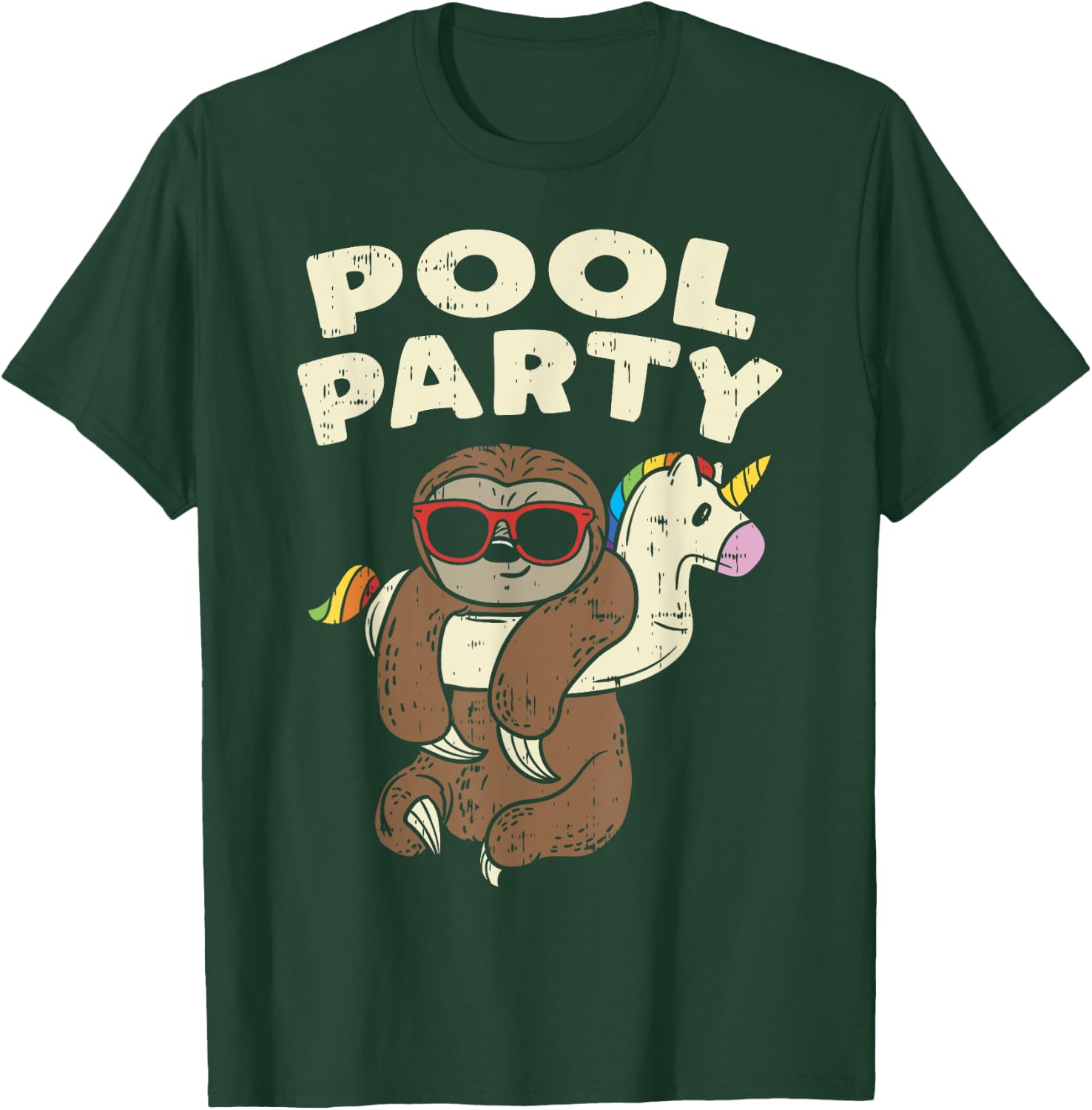 Pool Party Sloth Funny Animal Lover Birthday Party Kids Gift T-Shirt - T-Shirt | Forest