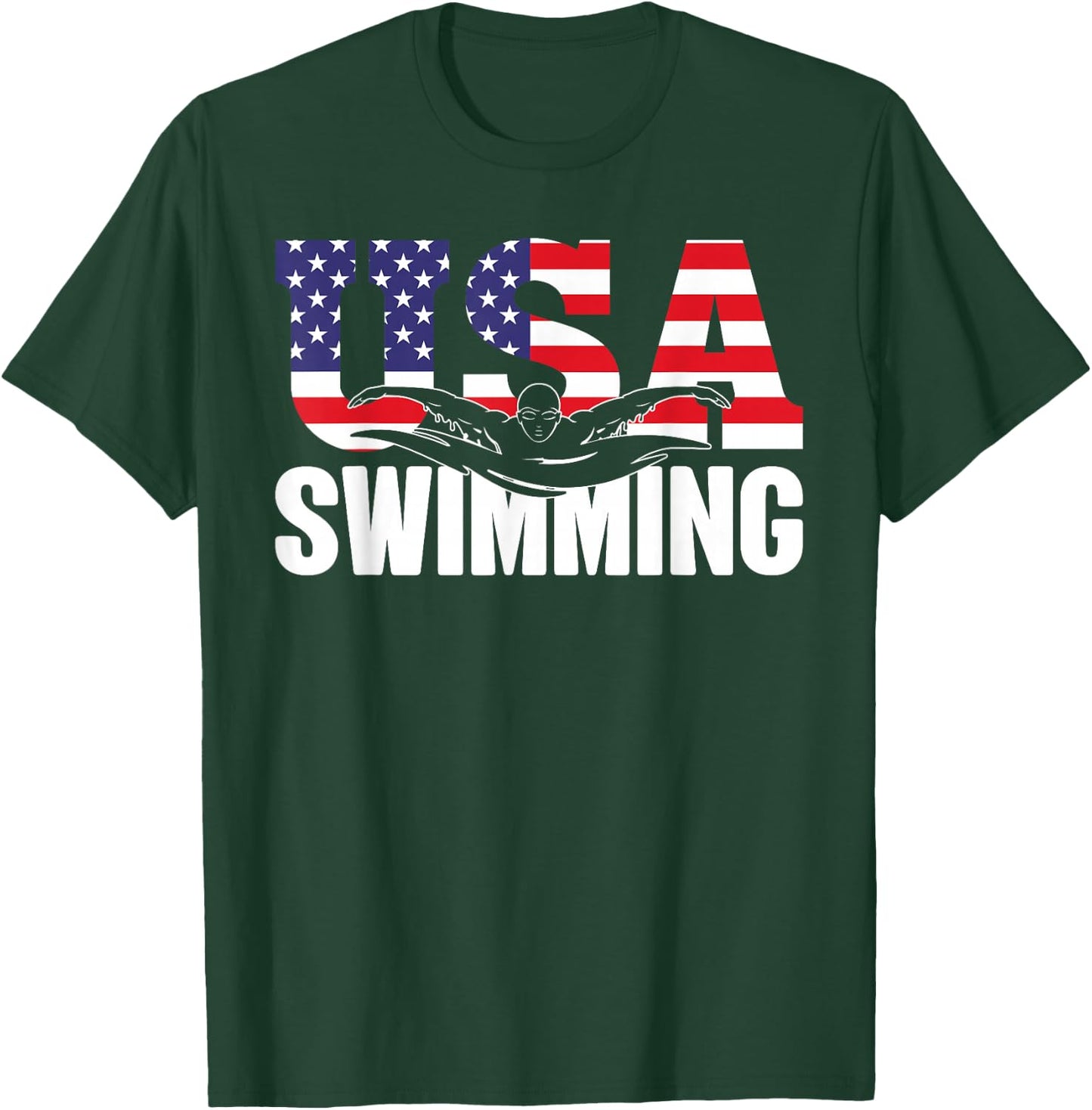 Swimming - US American Flag - Water, Swimmer & Swim T-Shirt - T-Shirt | Forest