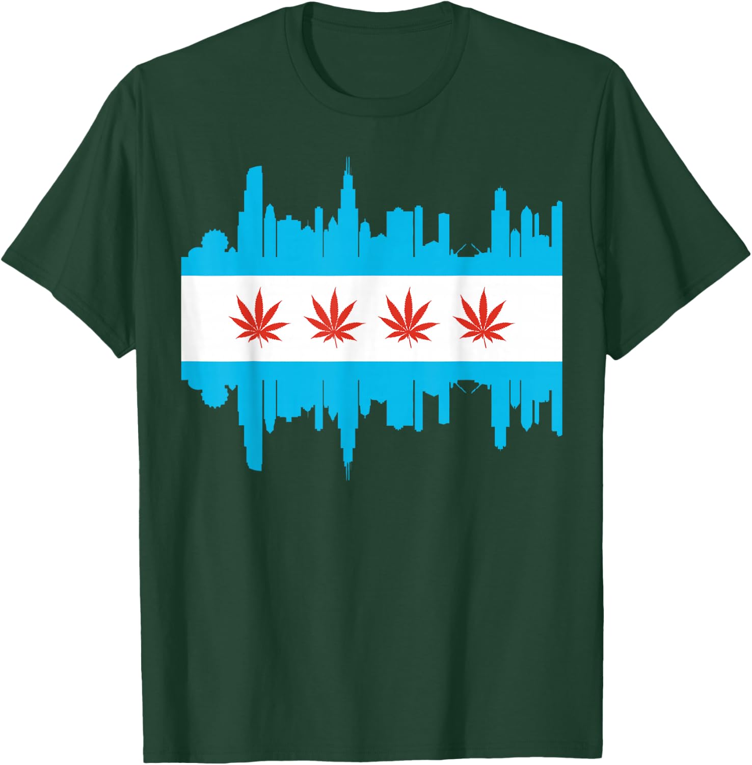 Chicago Marijuana Legalization of Weed in Illinois Flag Gift T-Shirt - T-Shirt | Forest