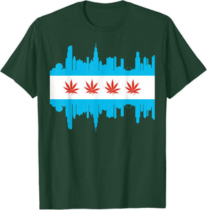 Chicago Marijuana Legalization of Weed in Illinois Flag Gift T-Shirt - T-Shirt | Forest
