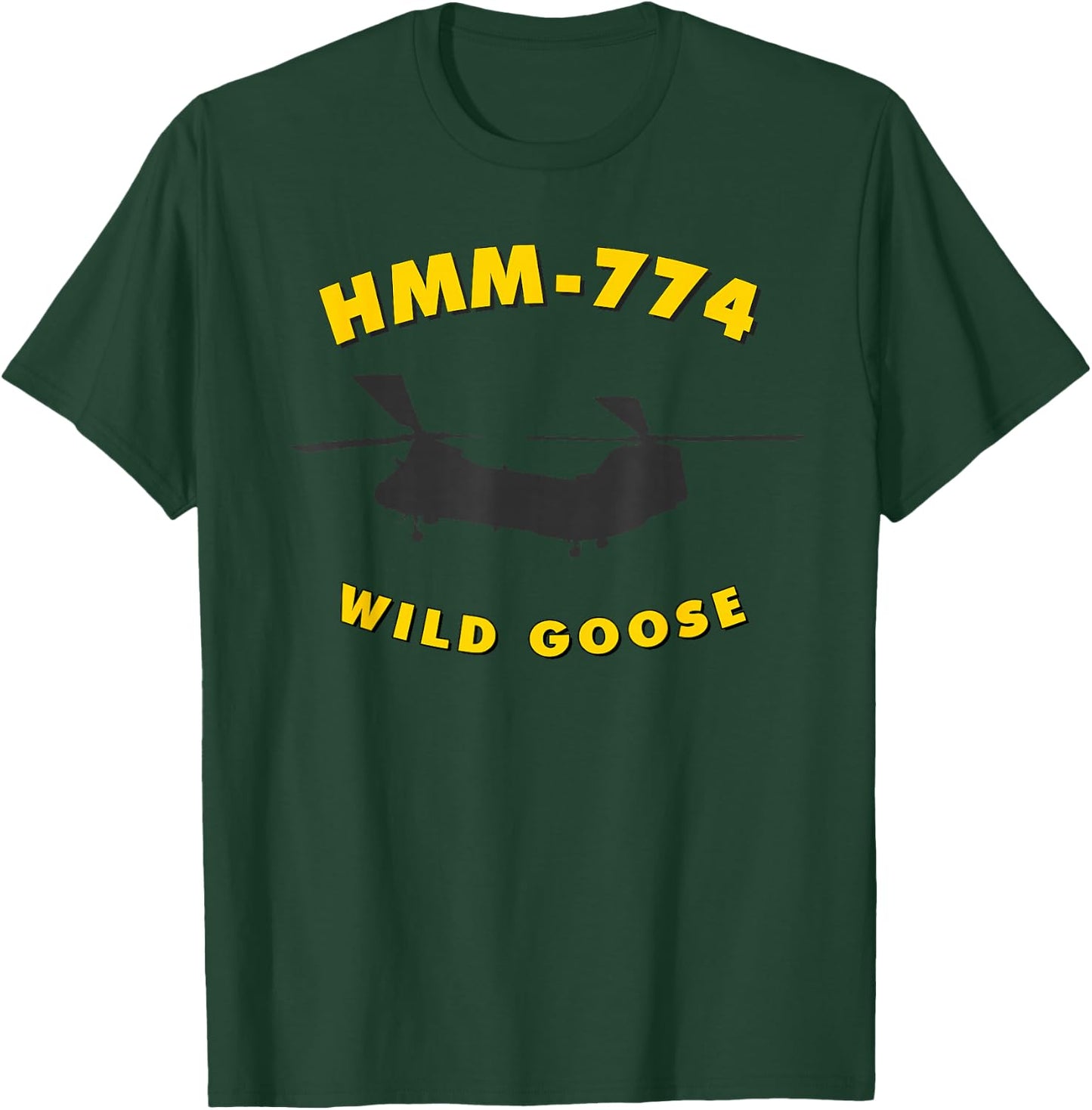 HMM-774 Wild Goose Helicopter Squadron CH-46 Sea Knight T-Shirt - T-Shirt | Forest