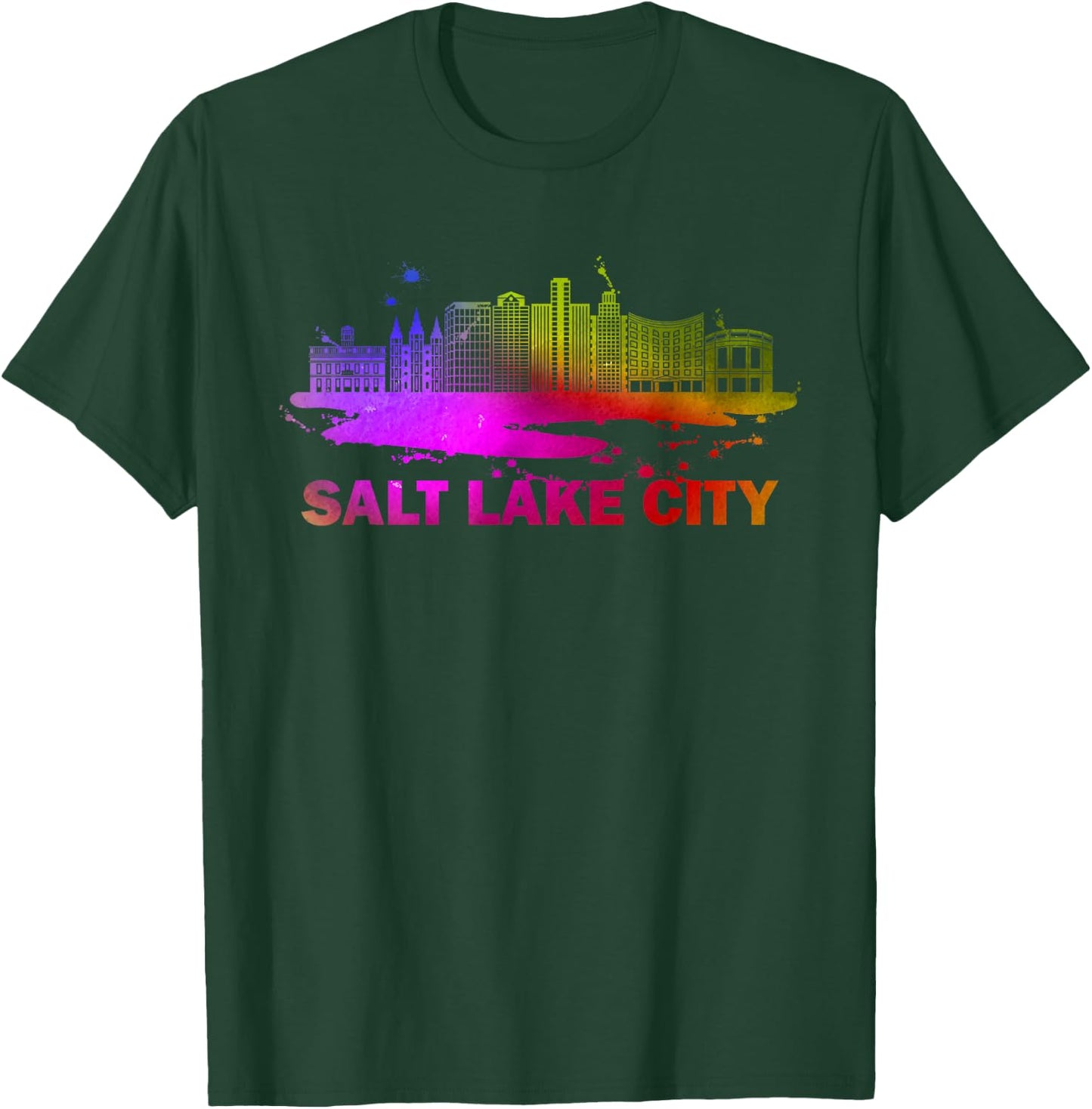 Colorful Salt Lake City Cityscape Souvenir - Salt Lake City T-Shirt - T-Shirt | Forest