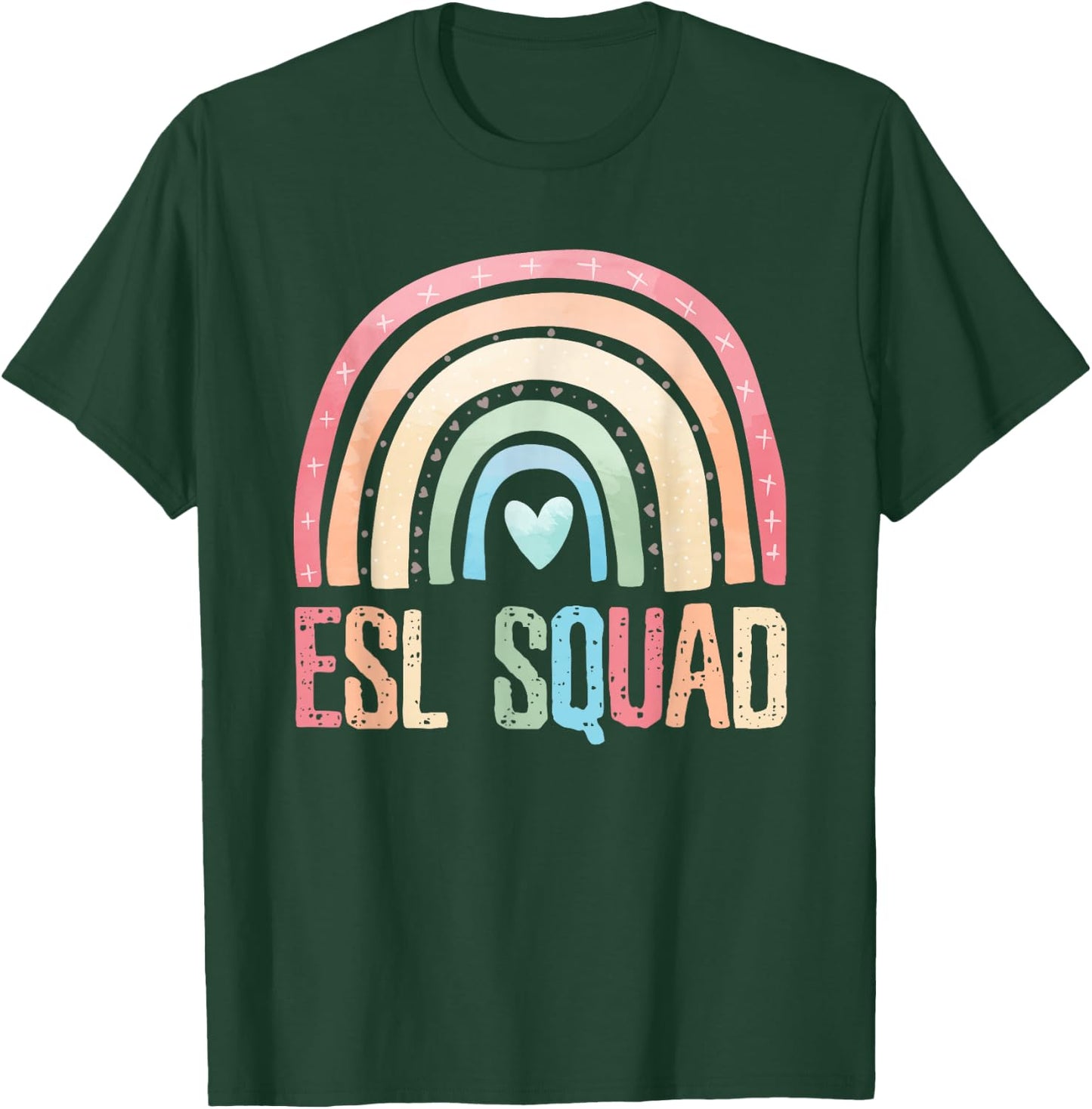 ESL Squad Teacher Crew Team Back To School English Rainbow T-Shirt - T-Shirt | Forest