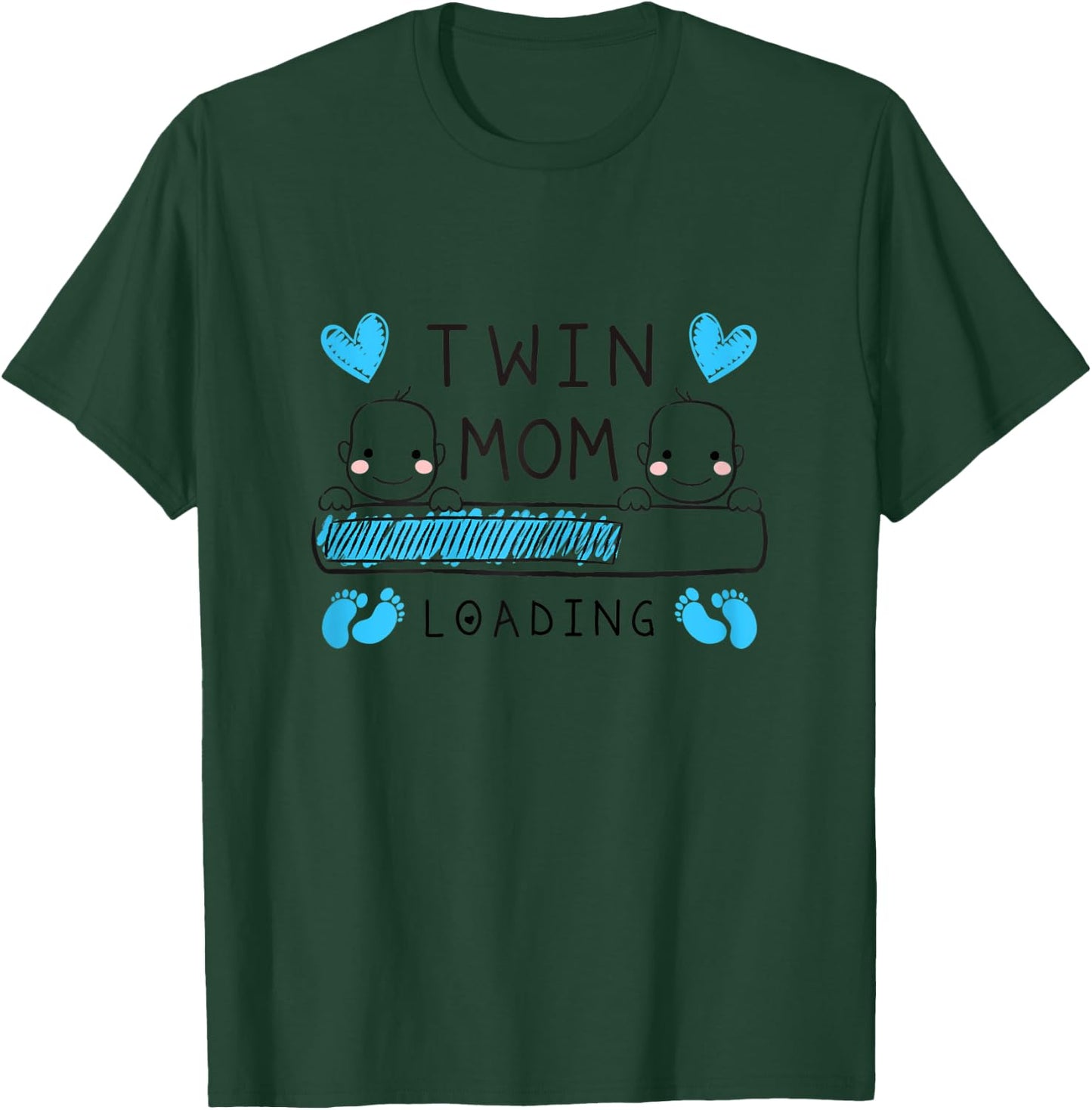 Twin Mama Loading Mom of Twin Boys Pregnancy Announcement T-Shirt - T-Shirt | Forest