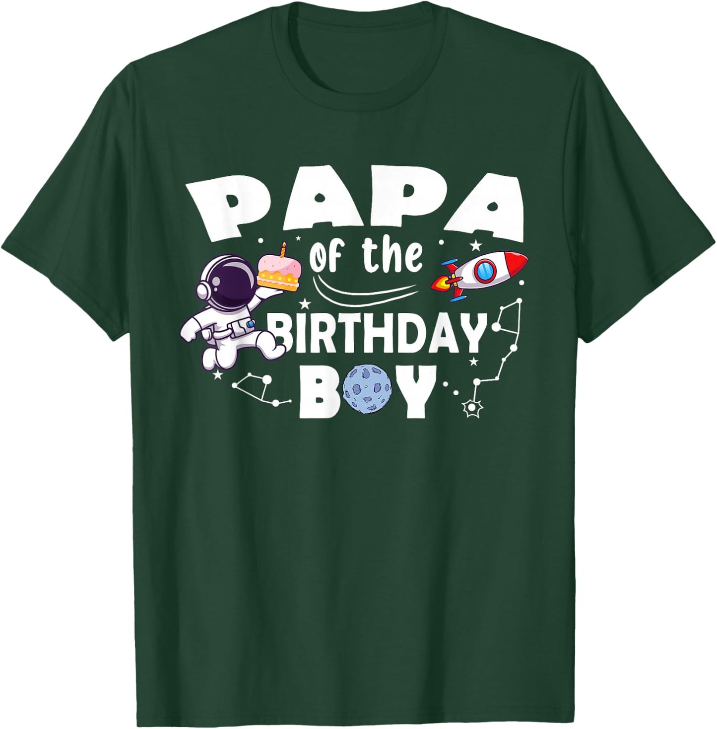 Papa Of The Birthday Astronaut Boy Space Theme T-Shirt - T-Shirt | Forest
