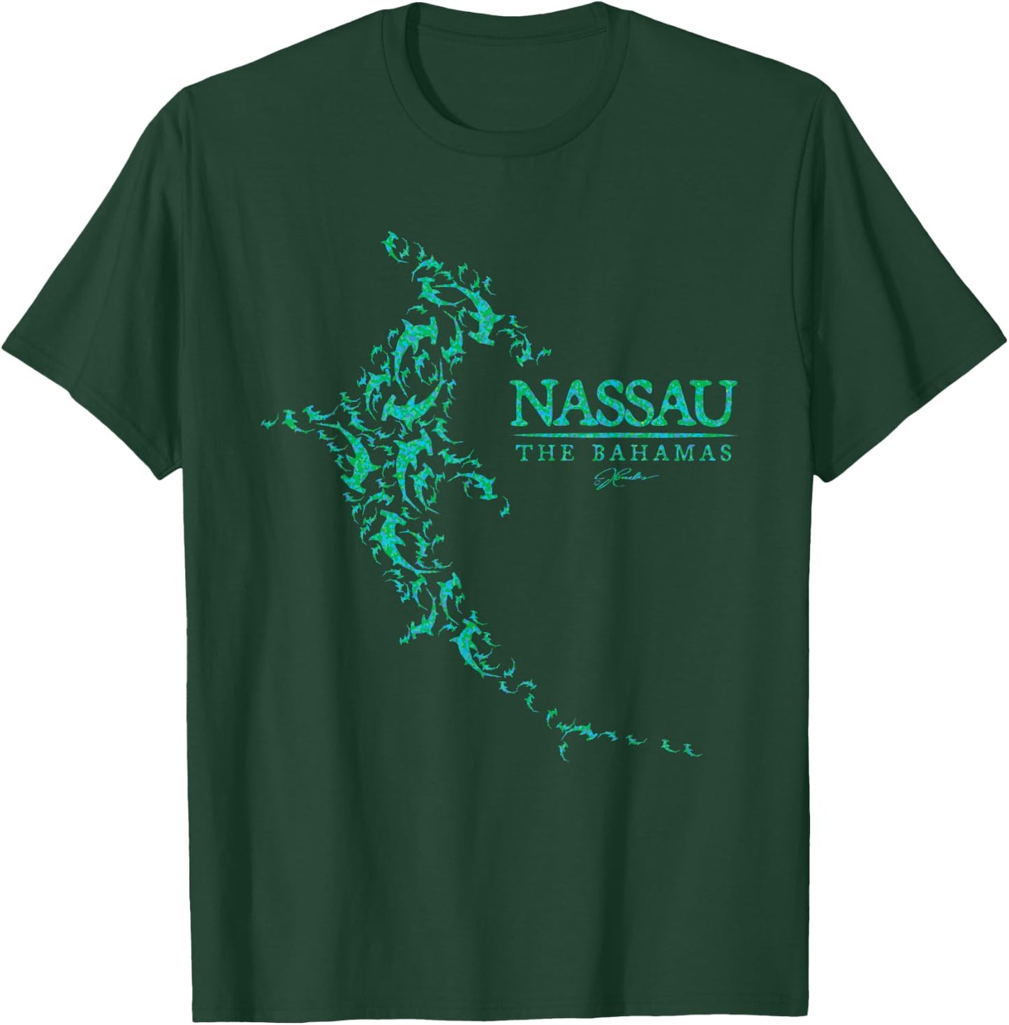 JCombs: Nassau, The Bahamas, Hammerhead Shark School T-Shirt - T-Shirt | Forest