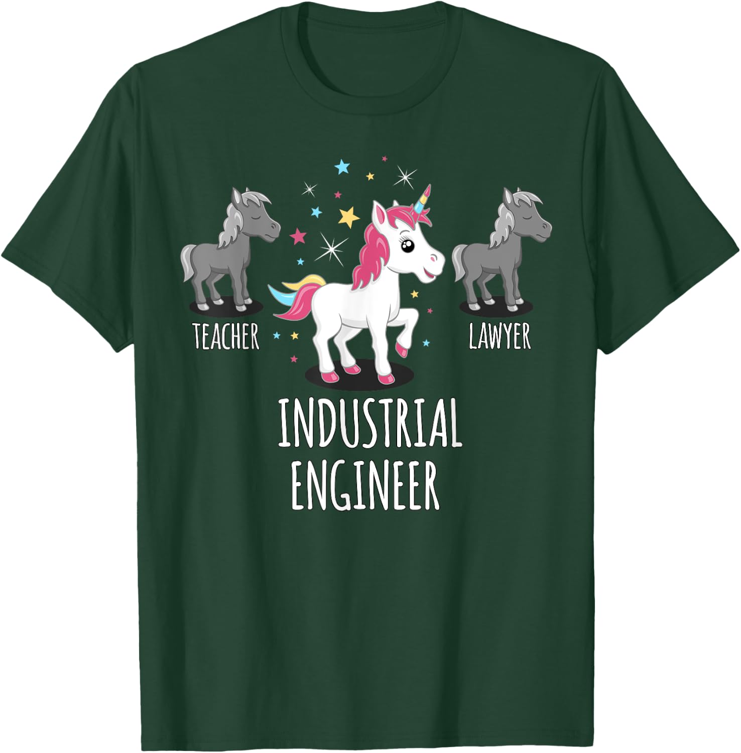 Industrial Engineer Gift Unicorn Profession Gag Shirt T-Shirt - T-Shirt | Forest