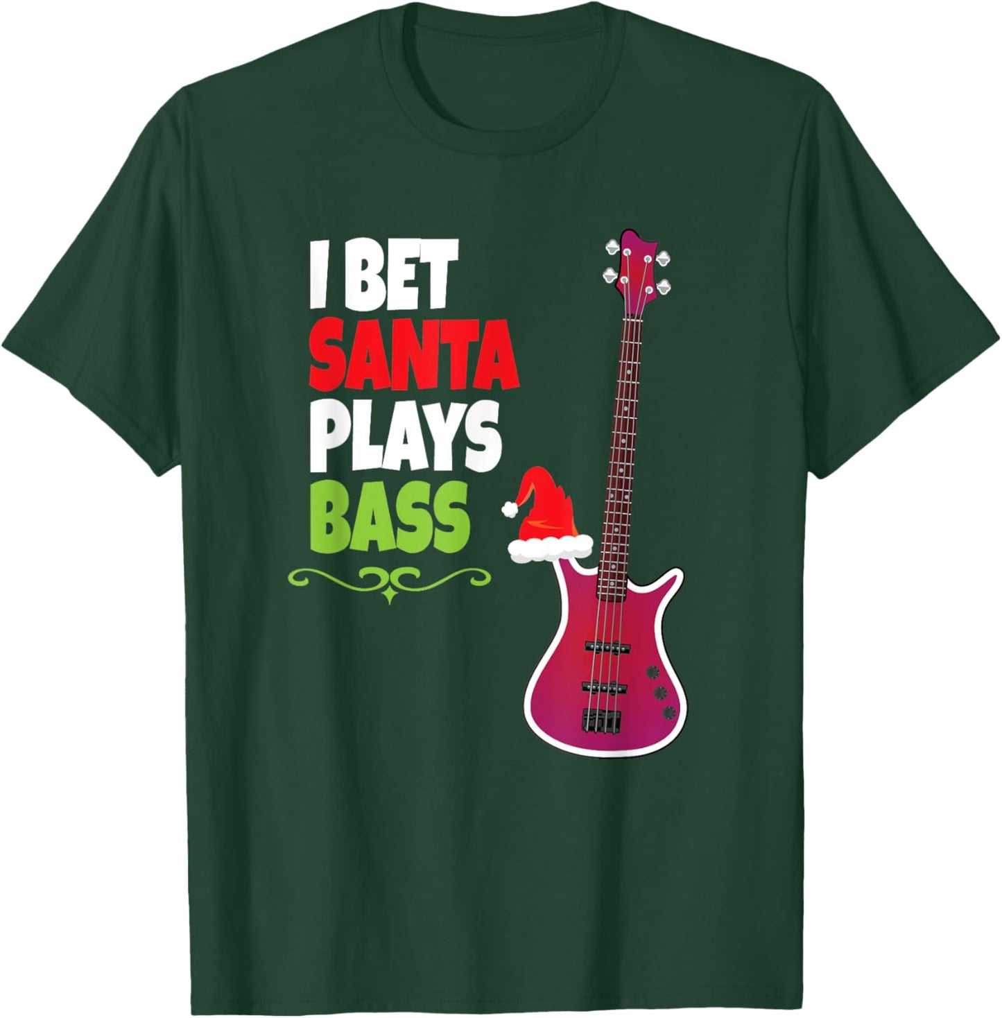 Gift Bass Guitar Player - Cool Santa Christmas T-Shirt - T-Shirt | Forest