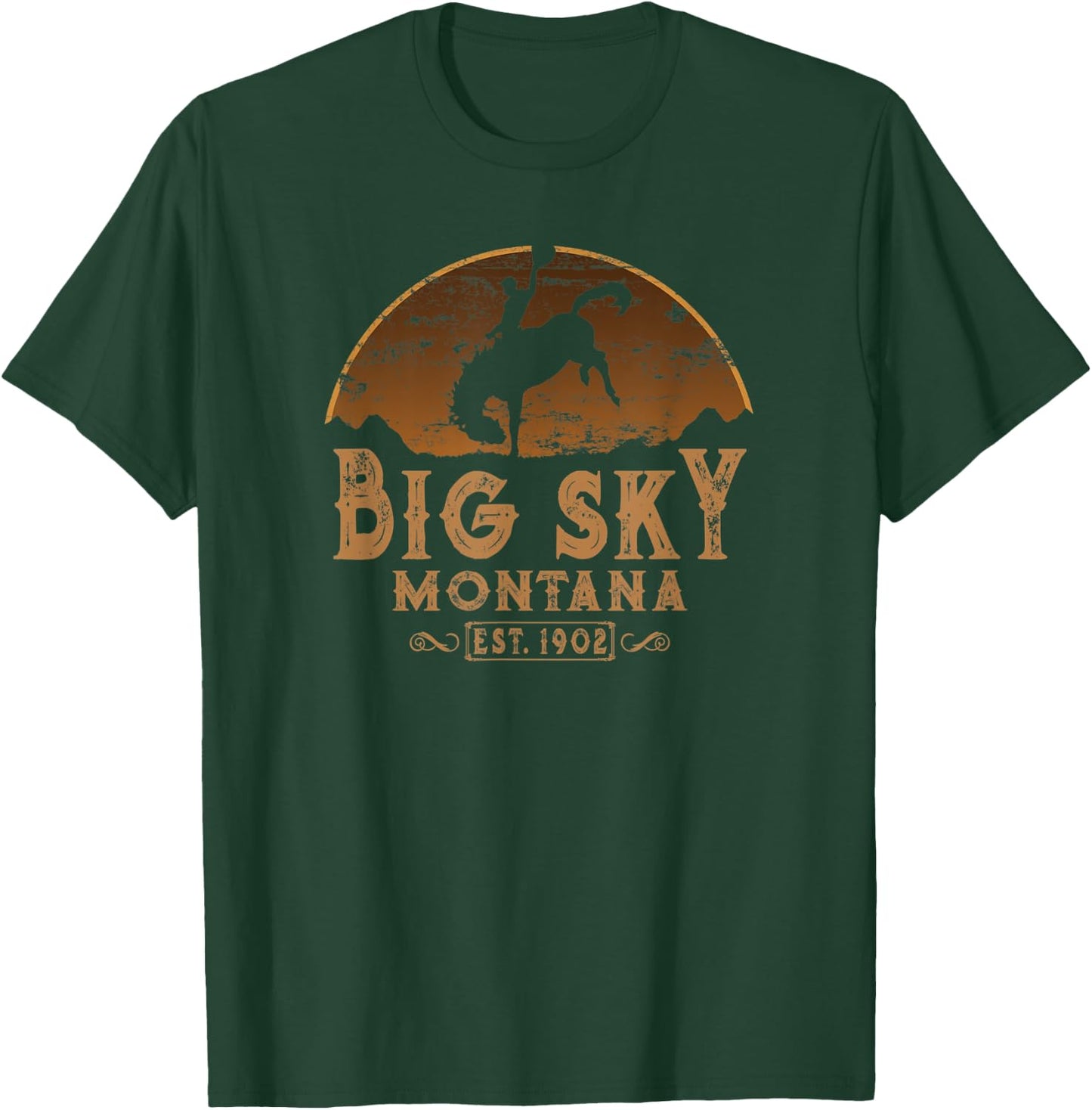 Big Sky Montana MT Wild West Rodeo Cowboy T-Shirt - T-Shirt | Forest