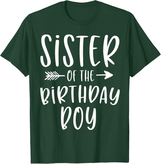 Sister of the Birthday Boy Sibling Birthday Party T-Shirt - T-Shirt | Forest
