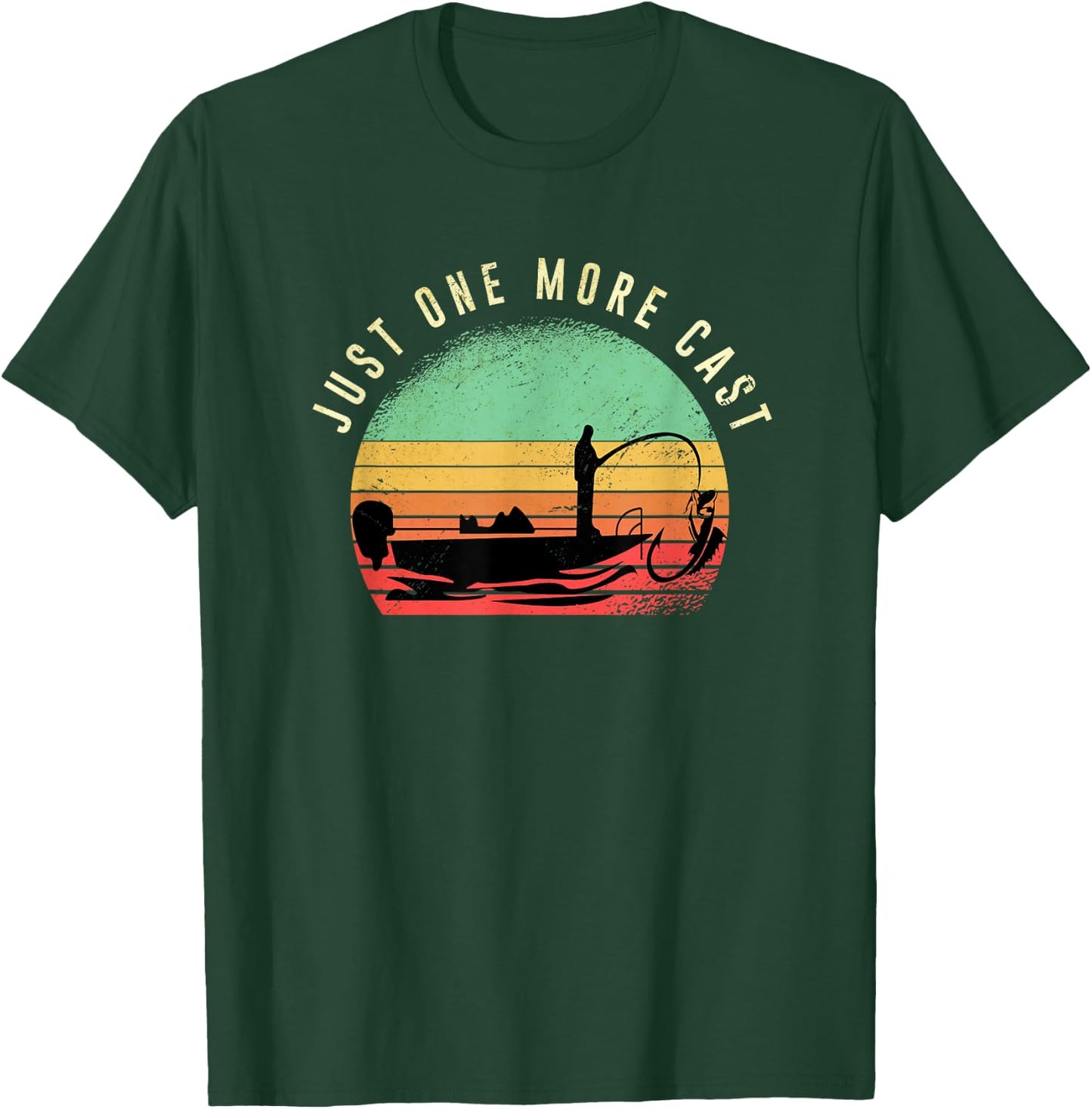 Just One More Cast Sunset Funny Fishing Addicts Hobby T-Shirt - T-Shirt | Forest
