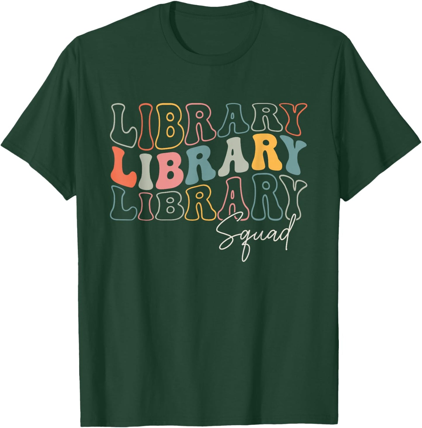 Library Squad Librarian Bookworm Groovy Design Men T-Shirt - T-Shirt | Forest