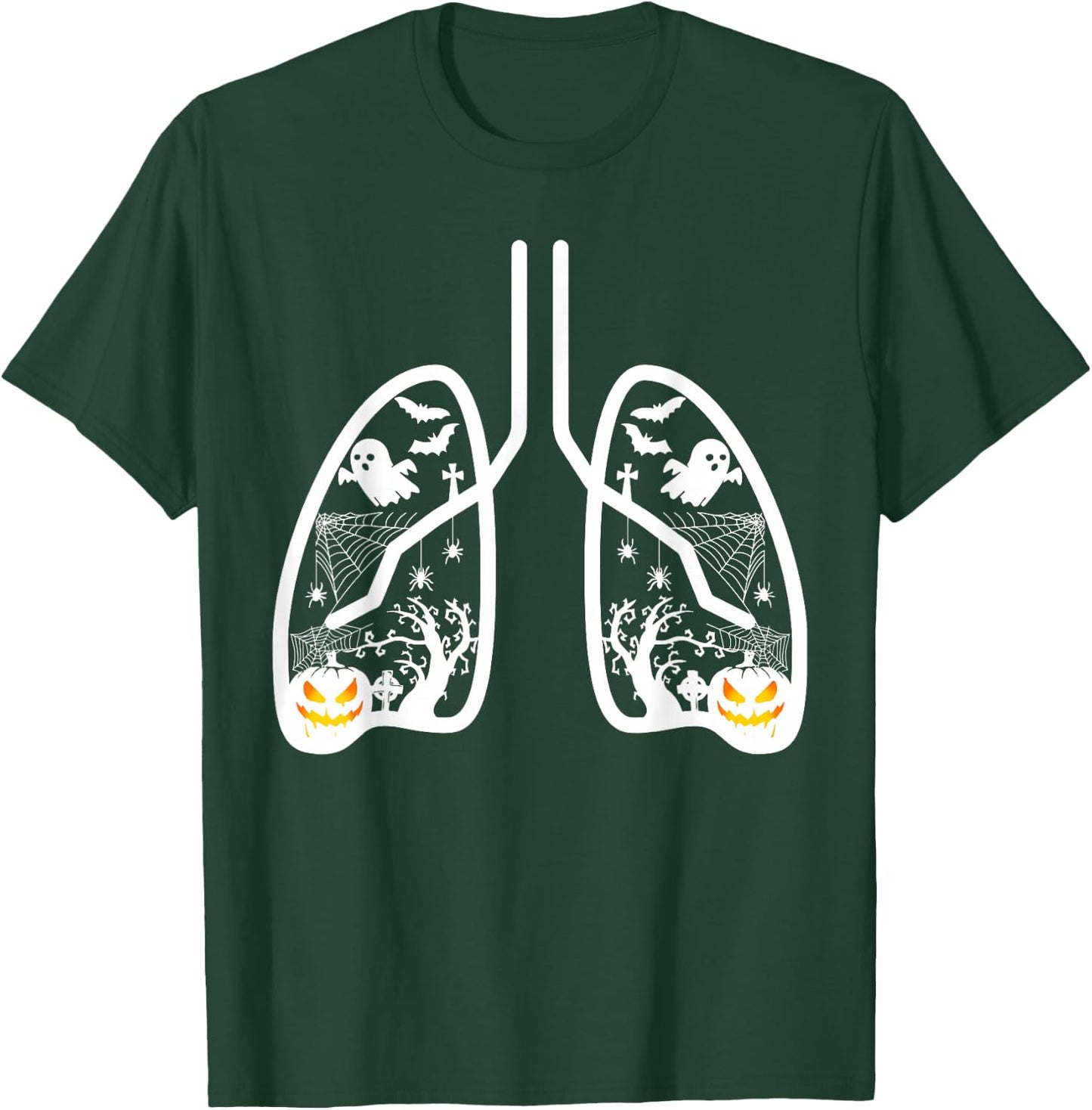 Retro Respiratory Therapist RT Lung Ghost Pumpkin Halloween T-Shirt - T-Shirt | Forest