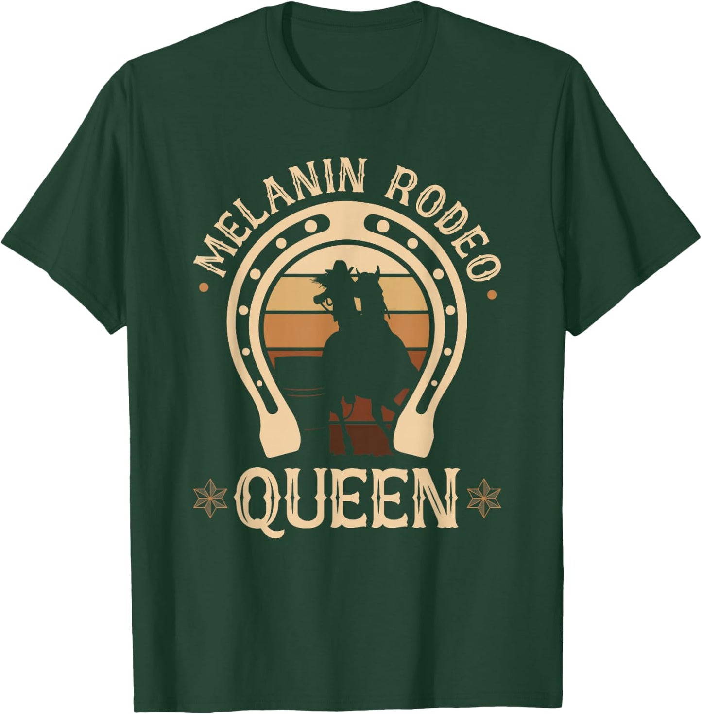 Barrel Racing Melanin Rodeo Queen African American Cowgirl T-Shirt - T-Shirt | Forest