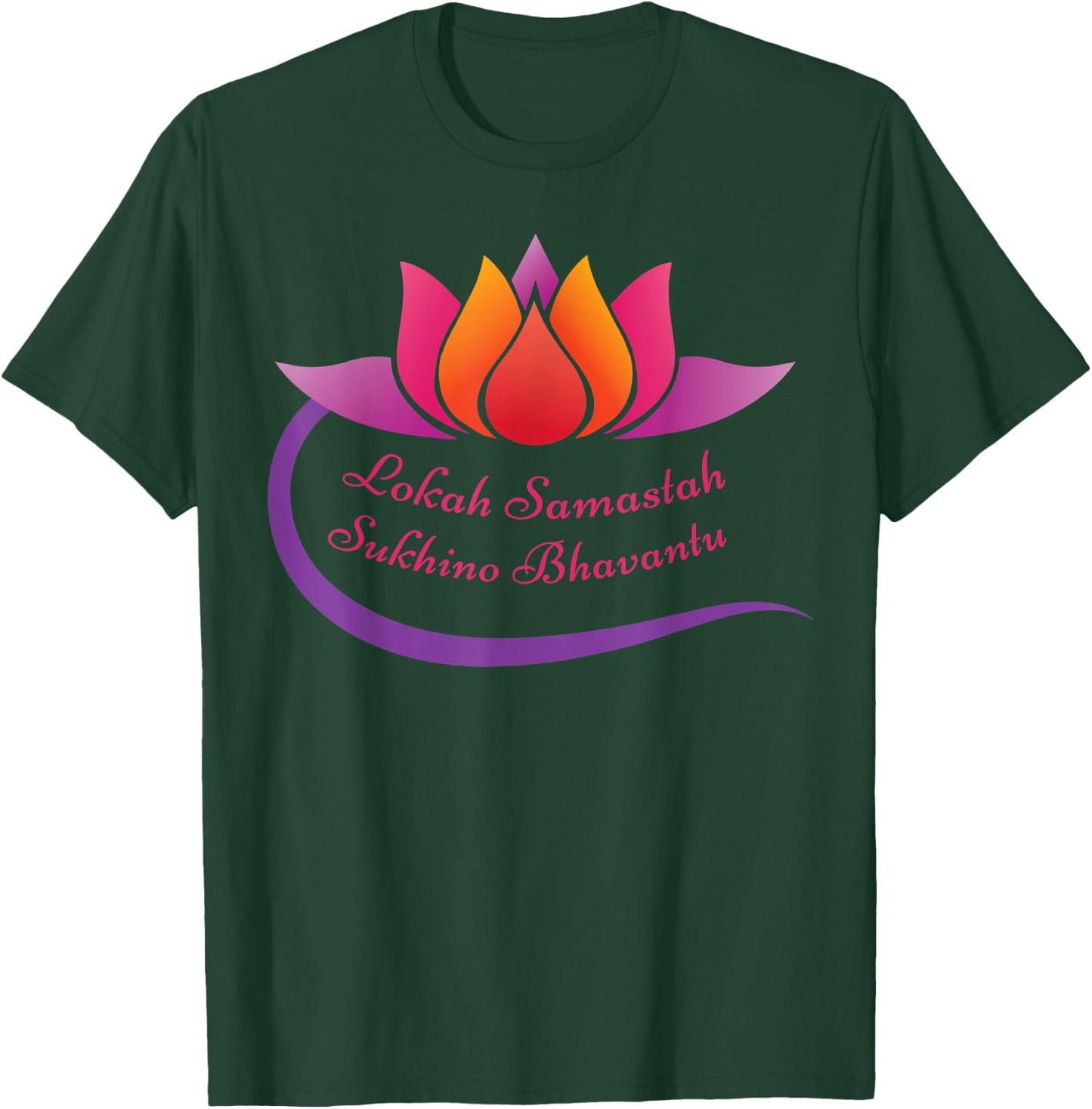 Lokah Samastah Sukhino Bhavantu Meditation Lotus T-Shirt - T-Shirt | Forest